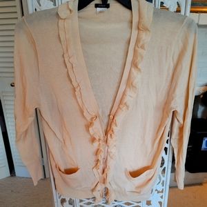 J. Crew Cardigan with ruffle, Large